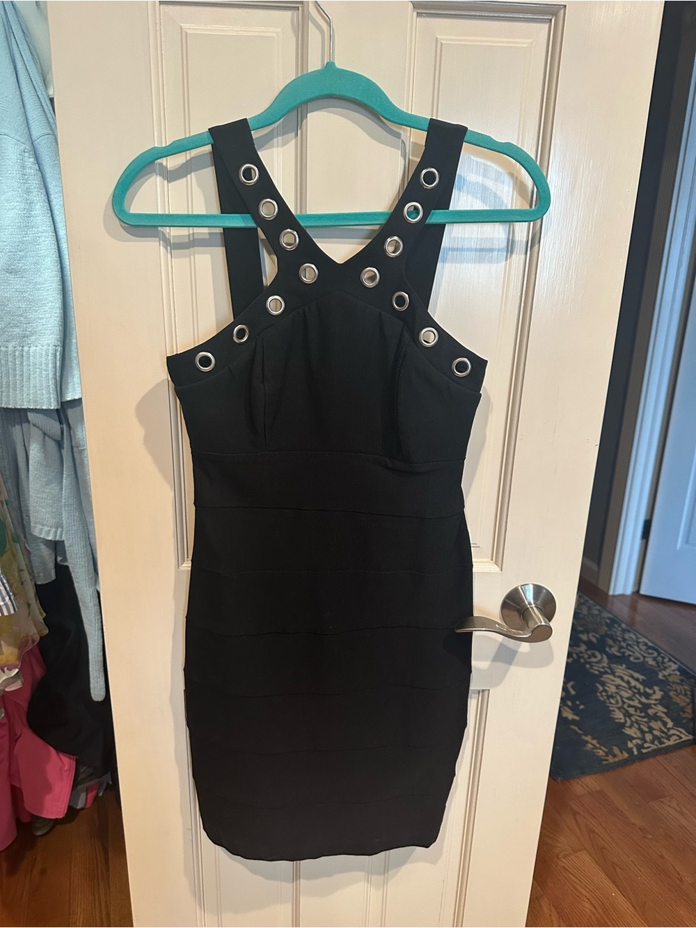 Trixxi Black Grommet Strap Bodycon Mini Dress